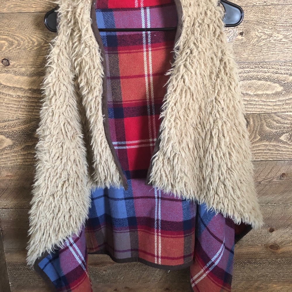 Plaid vest cardigan